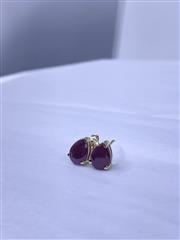 Ruby Gold-Stone Earrings 10K Yellow Gold 0.94dwt
